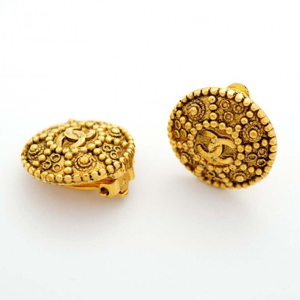 CHANEL Gold Logo Earrings - Picture 2 of 7